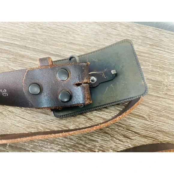 Bullhead Leather Belt Mens Size 36 Brown Genuine Leather Western Style - Picture 8 of 8